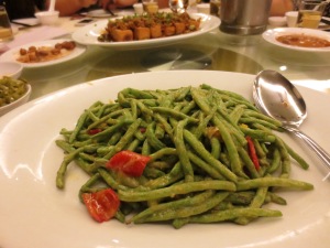 Green beans with salted duck egg sauce