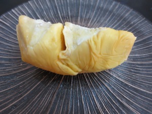 Durian segment composed of 2 smaller pods