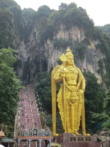 Lord Murugan statue outside the stairs to Batu Caves
