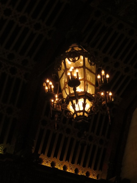 Bronze and crystal chandelier, imported from Italy in 1923, hangs inside the Biltmore Rendezvous Court. 